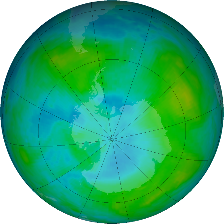 Antarctic ozone map for 07 February 1992